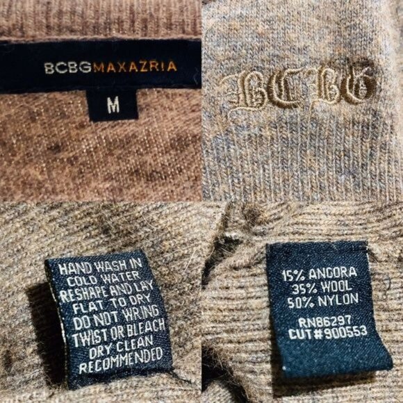 BCBGMaxazria V-neck Vest Angora Wool Blend Knit Embroidered BCBG Logo Womens M - Picture 6 of 8